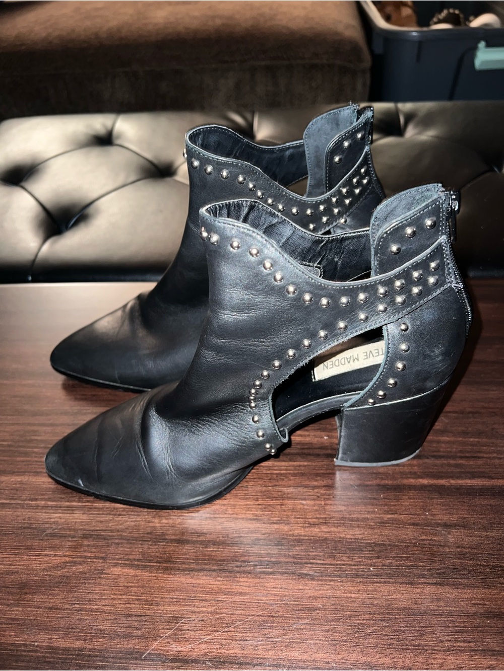 Steve Madden Black Studded Cutout Booties
